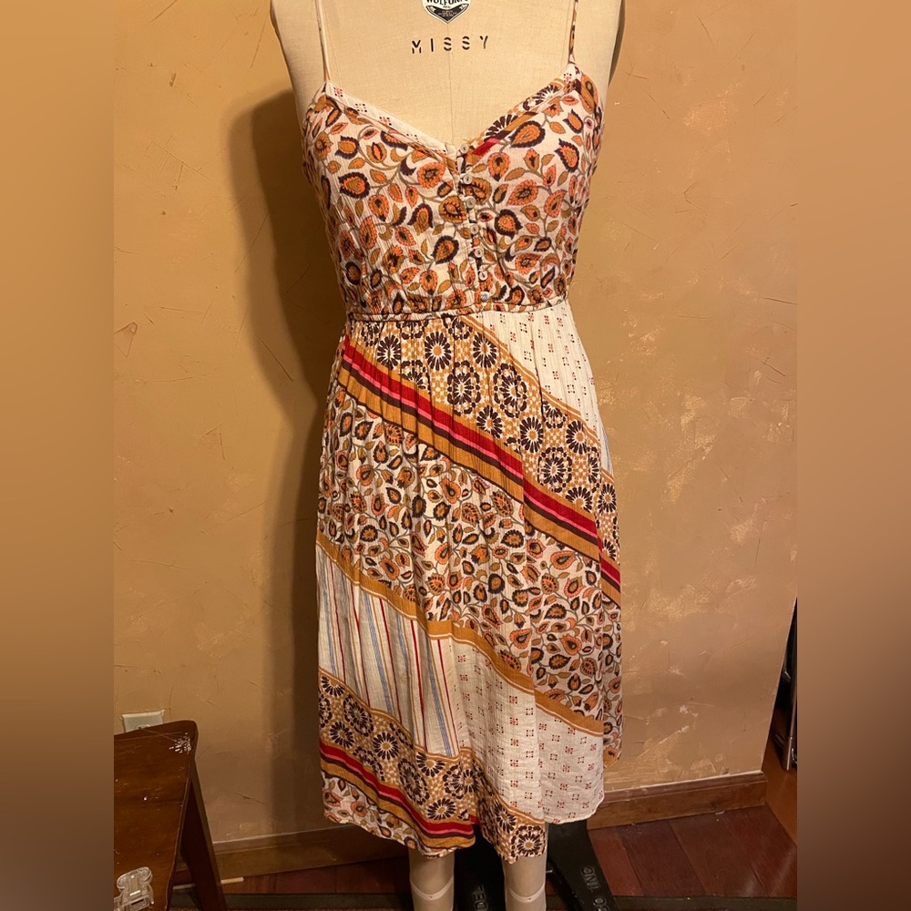 Bohemian Patchwork Spaghetti Strap Dress Aerie size Medium